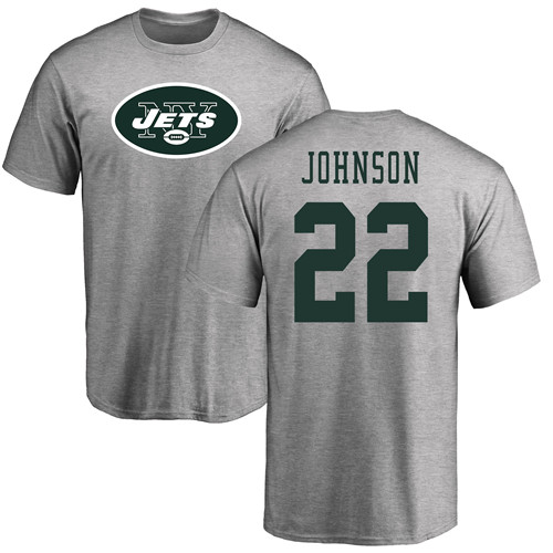 New York Jets Men Ash Trumaine Johnson Name and Number Logo NFL Football #22 T Shirt
